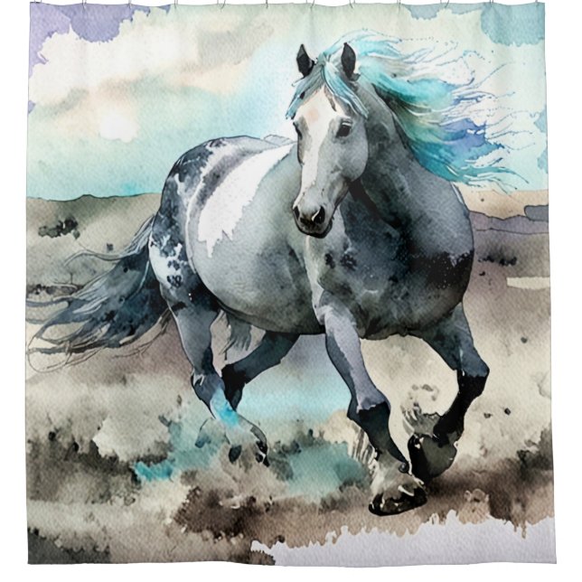 Galloping Draught Horse Watercolour  (Front)