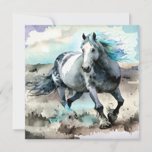Galloping Draught Horse Watercolour Invitation
