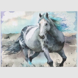 Galloping Draught Horse Watercolour  Tissue Paper