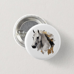 Galloping Grace White Horse Art 1 Inch Round Button