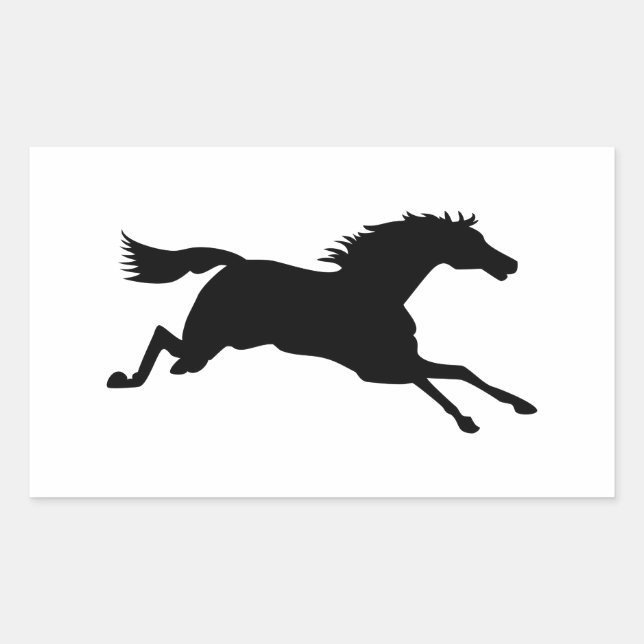 Galloping Horse Black Animal Silhouette Sticker (Front)