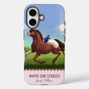 Galloping Horse Customizable Monogram iPhone 16 Case