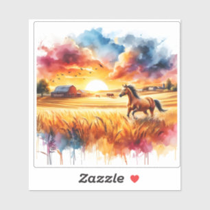 Galloping Horse in Golden Fields