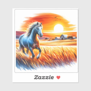Galloping Horse in Golden Fields