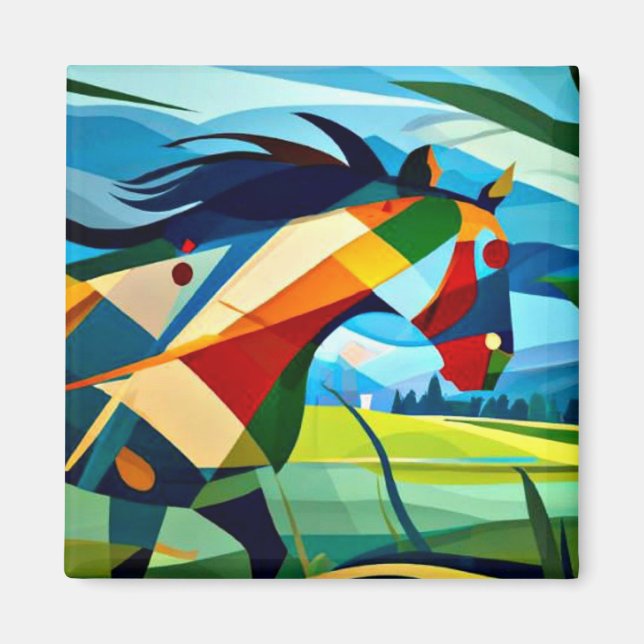 Galloping Horse in meadow Magnet (Front)