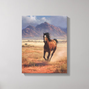 Galloping Horse Red Dirt Mountain Art Canvas Print