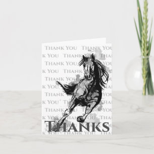 Galloping Horse Sketch Thanks  Thank You Card