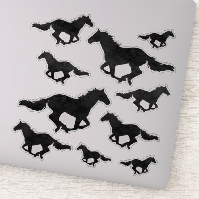 Galloping Horse Watercolor Silhouette (Detail)