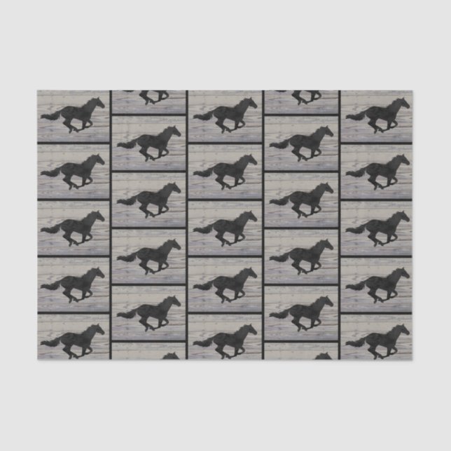 Galloping Horse Watercolor Silhouettes Tissue Paper (Front)
