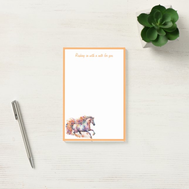 Galloping Horse With Floral Wreath Post-it Notes (Office)