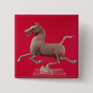 Galloping horse with one Hoof Resting on a 2 Inch Square Button