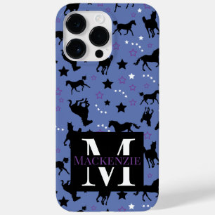Galloping Horses Equestrian Horse Pattern Monogram Case-Mate iPhone 14 Pro Max Case