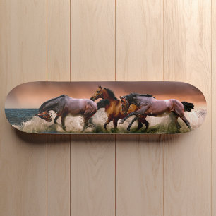 Galloping Horses in Surf Skateboard Deck