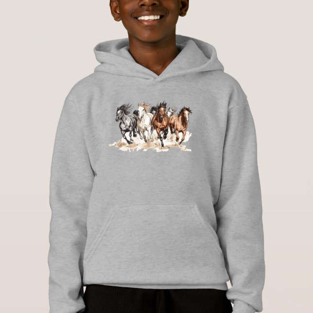 Galloping Horses Kids Sweatshirt (Devant)