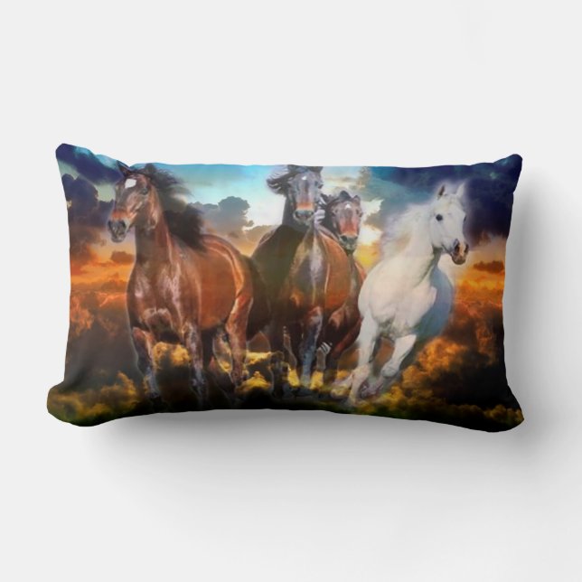 Galloping Horses Pillow Cushion (Front)