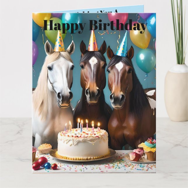 Galloping into Fun: A Horse Birthday Celebration Card (Front)