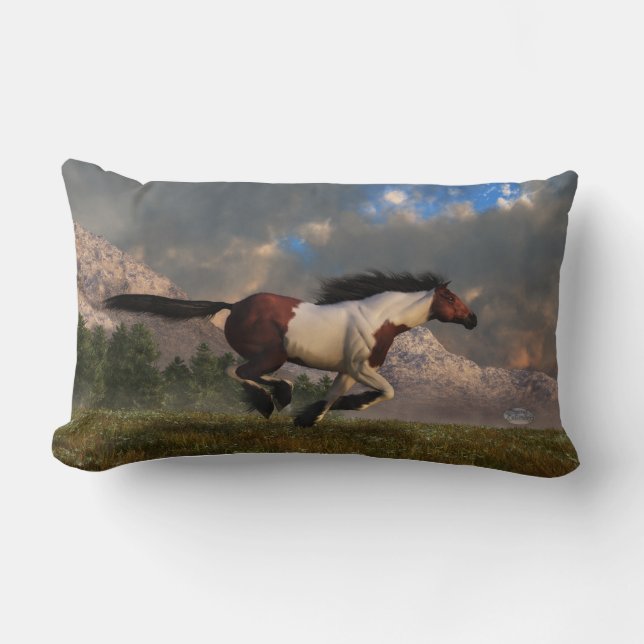 Galloping Mustang Lumbar Pillow (Front)