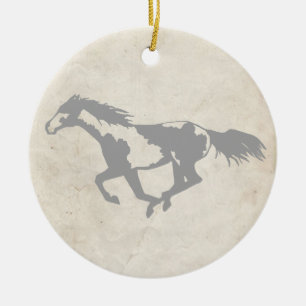 Galloping Paint Horse Ceramic Ornament