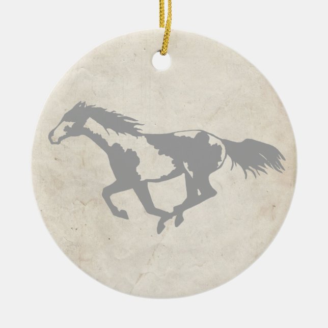 Galloping Paint Horse Ceramic Ornament (Front)