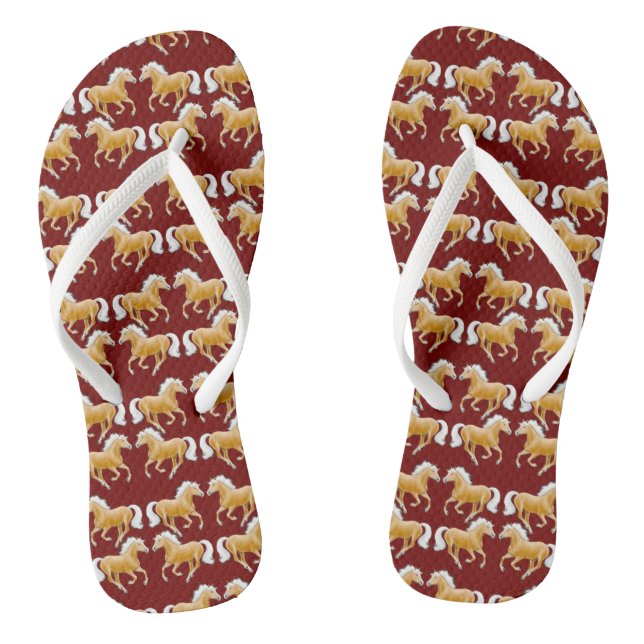 Galloping Palomino Haflinger Horse Flip Flops (Footbed)