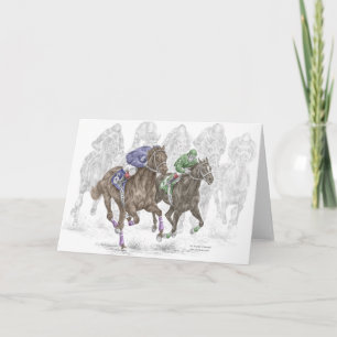 Galloping Race Horses Card