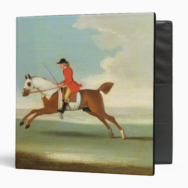 Galloping Racehorse and mounted Jockey in Red (oil Binder (Front/Inside)