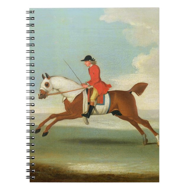 Galloping Racehorse and mounted Jockey in Red (oil Notebook (Front)