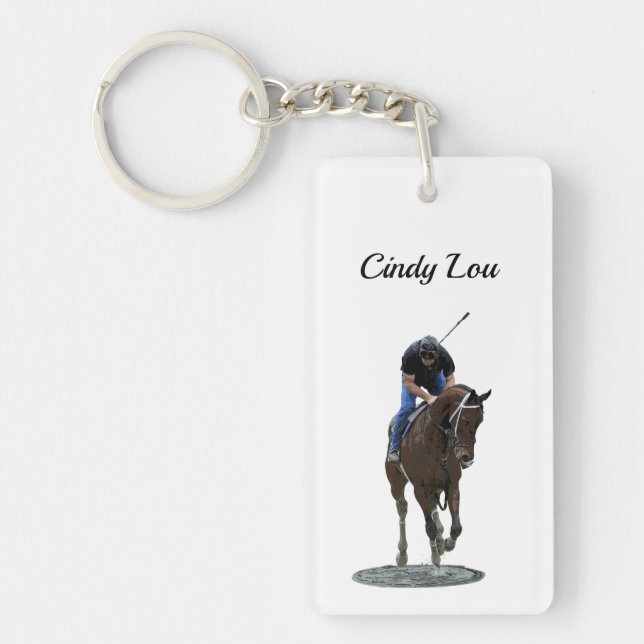 Galloping Thoroughbred Horse Acrylic Keychain (Front)