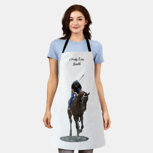 Galloping Thoroughbred Horse And Rider Apron