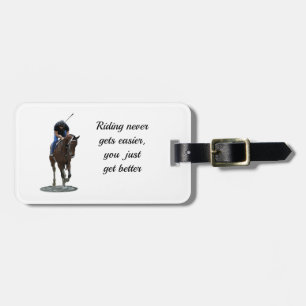 Galloping Thoroughbred Horse And Rider Luggage Tag