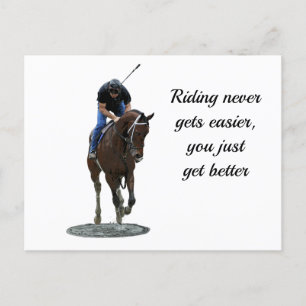 Galloping Thoroughbred Horse And Rider Postcard