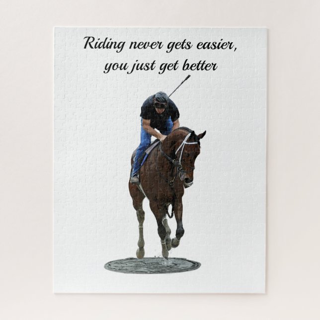 Galloping Thoroughbred Horse And Rider Puzzle (Vertical)