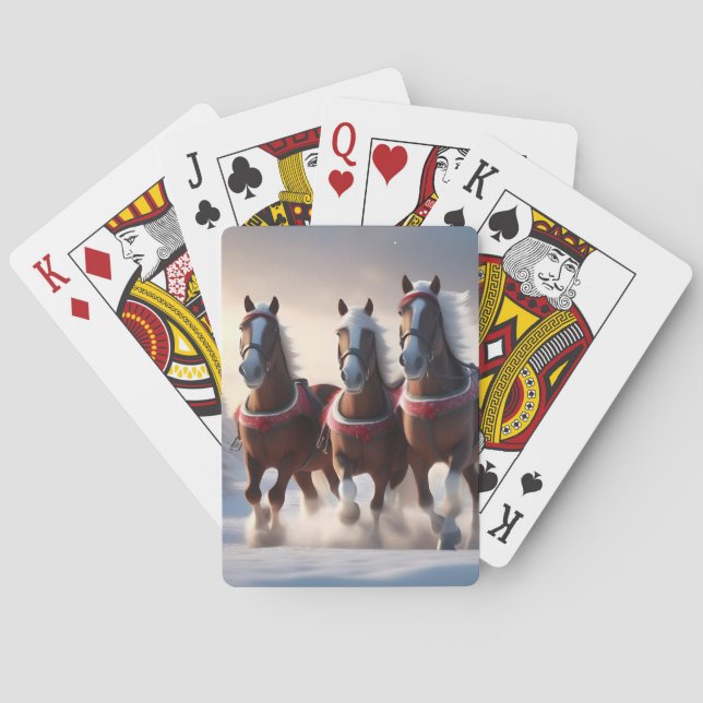 Galloping Through the Snow: Santa’s Magical Horses Playing Cards (Back)