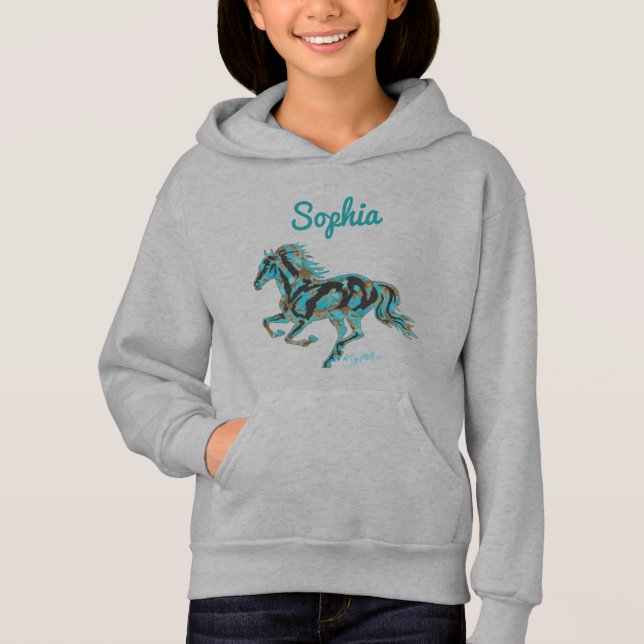 Galloping Turquoise Horse Silhouette (Front)