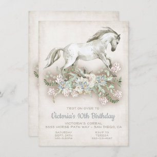 Galloping White Horse Anniversaire Fête Invitation