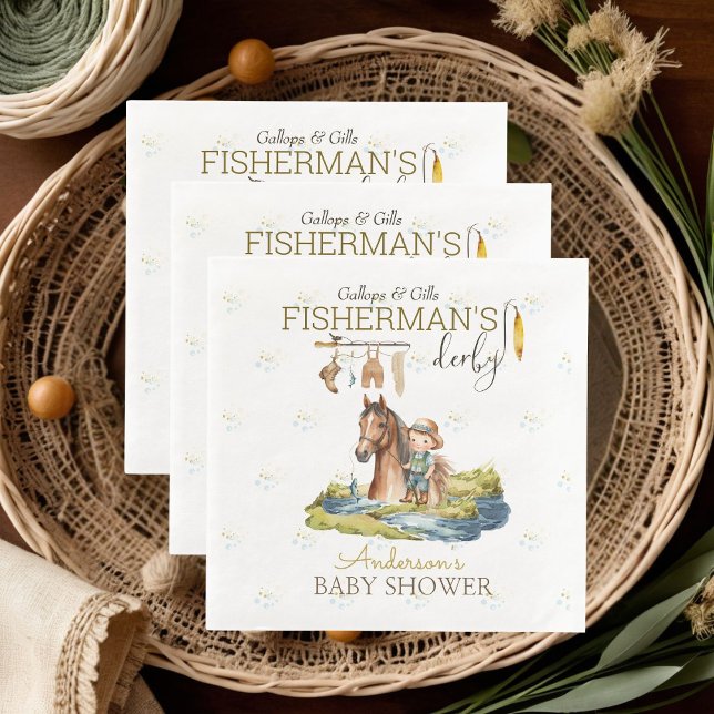 Gallops And Gills Fisherman's Derby Baby Shower  Napkin (Creator Uploaded)