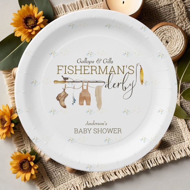Gallops And Gills Fisherman's Derby Baby Shower  Paper Plate (Creator Uploaded)