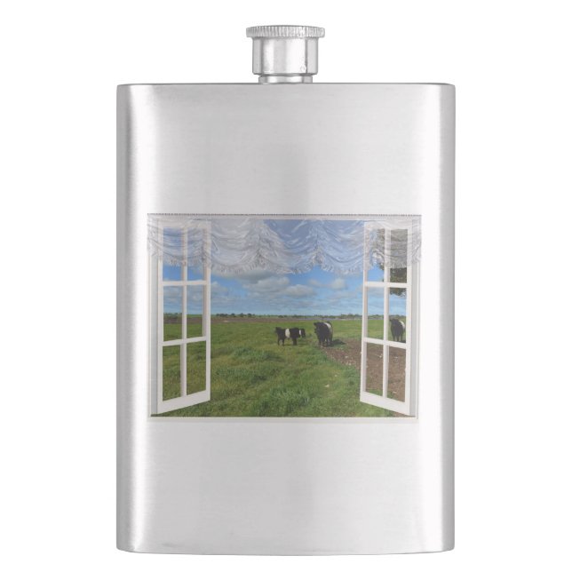 Galloway Cows Window Views, Hip Flask (Front)