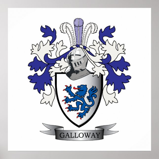 Galloway Family Crest Coat of Arms Poster (Front)
