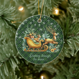 Galloway Hunting M Scottish Tartan Christmas Ceramic Ornament