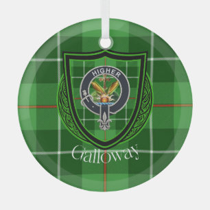 Galloway Scottish Clan Tartan & Crest Glass Ornament