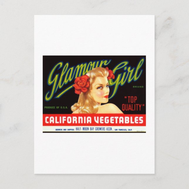 Galmour Girl California Vegetables Postcard (Front)