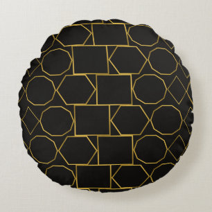 Galmourous Golden Geometric pattern Round Pillow