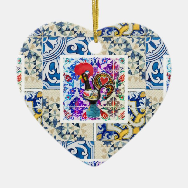 Galo de Barcelos, Portugal Ceramic Ornament (Front)