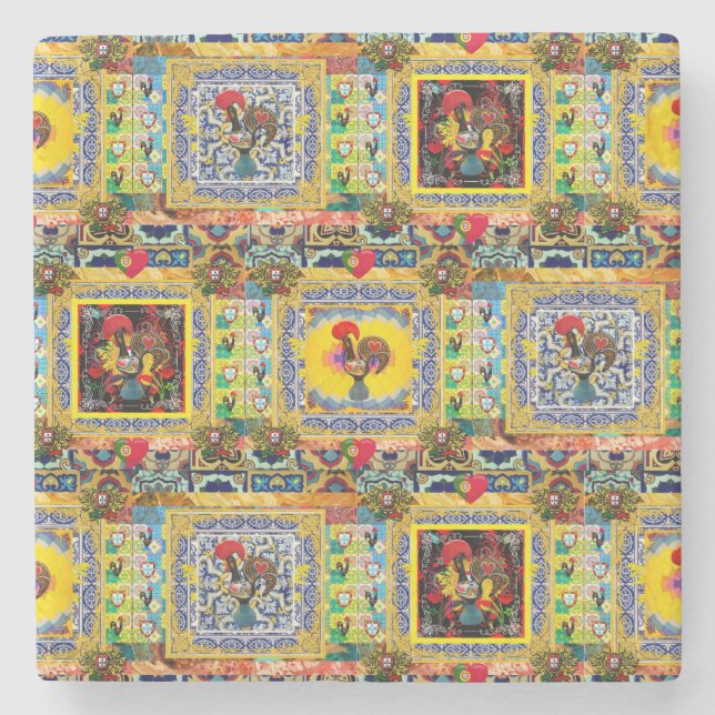 Galo de Barcelos, Portugal Stone Coaster (Front)