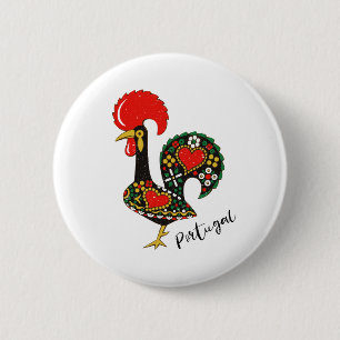 Galo de Barcelos Portuguese Rooster 2 Inch Round Button