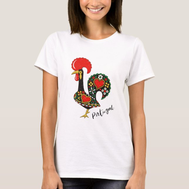 Galo de Barcelos Portuguese Rooster T-Shirt (Front)