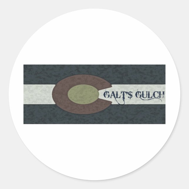 Galt's Gulch - Red White and Blue Combo Design Classic Round Sticker (Front)