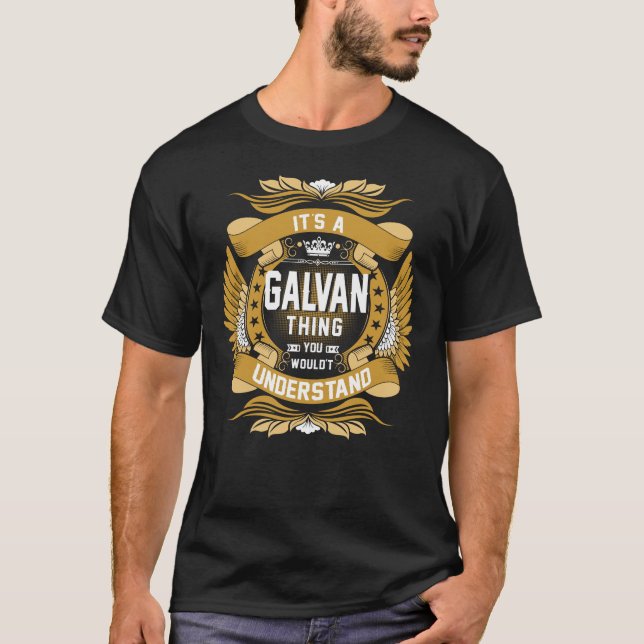 GALVAN Name, GALVAN family name crest T-Shirt (Front)
