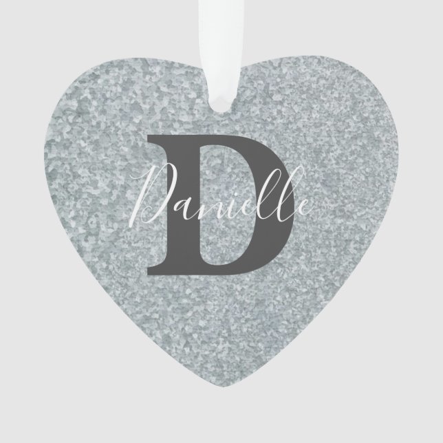 Galvanized metal look personalized ornament (Front)